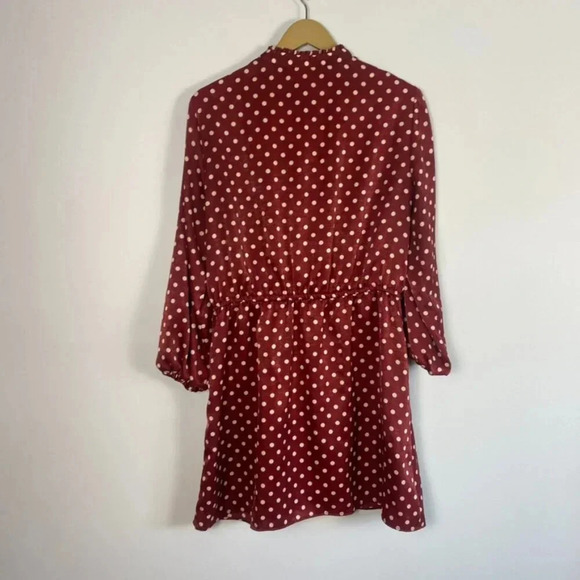 Zara Brown Polkadot V Neck Dress - Picture 10 of 14